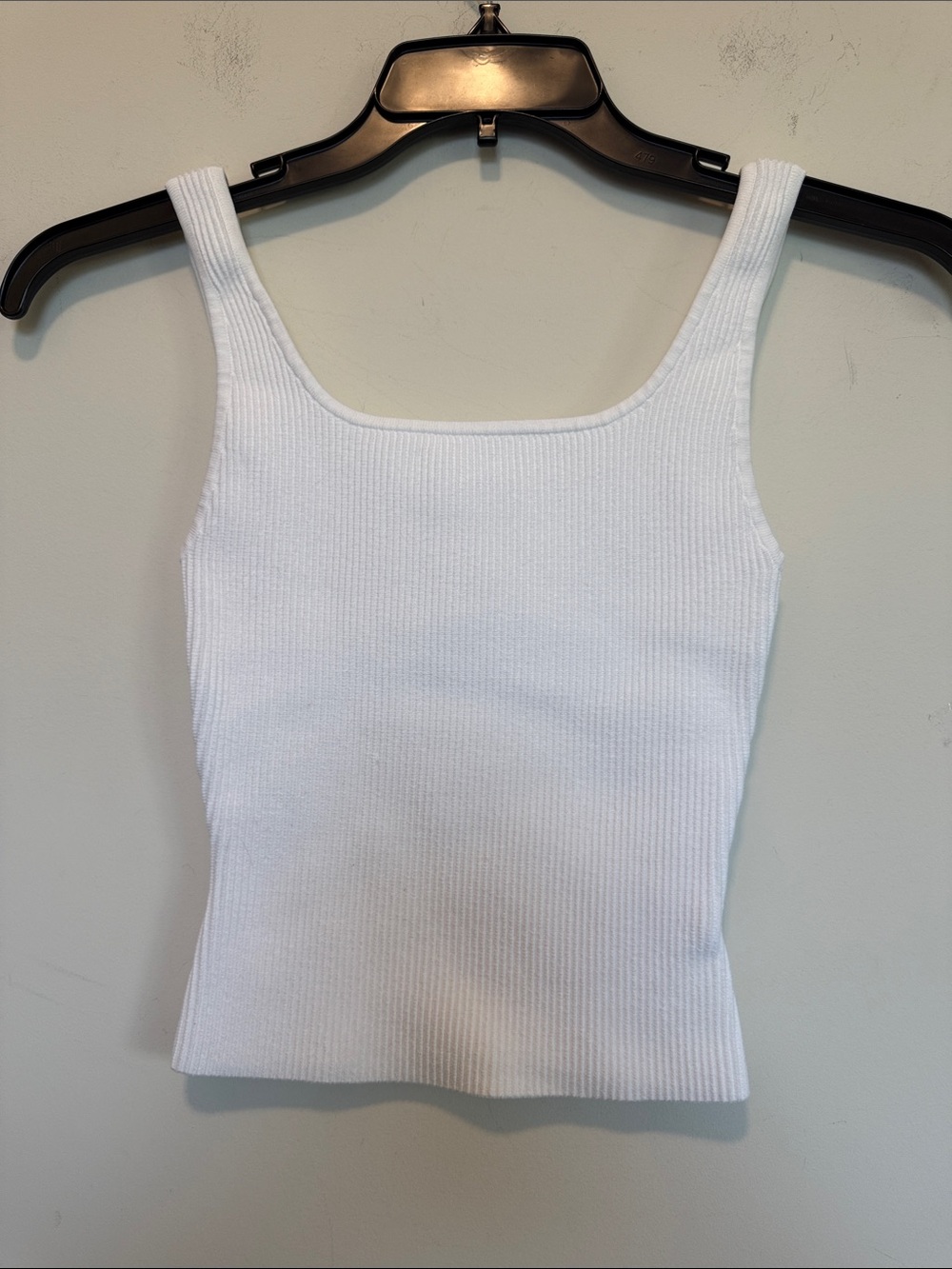 Babaton White Ribbed Square-Neck Tank
